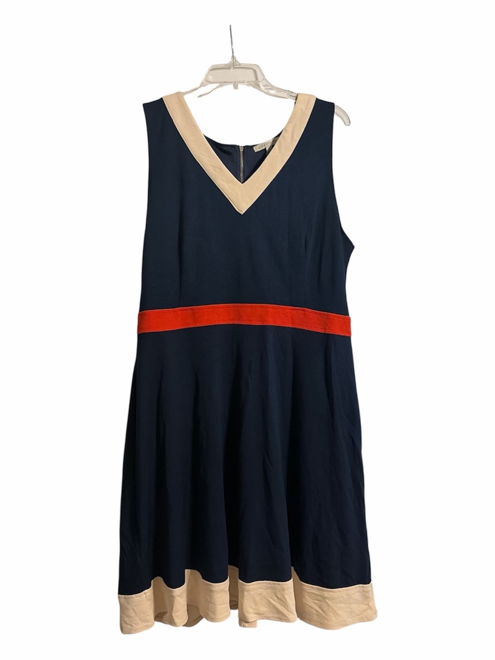 41 Hawthorn Navy A-Line Dress with Red Waistband and Cream Trim size XXL